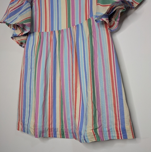 Crewcuts pink blue cream striped short sleeve dress 7 - Picture 3 of 8